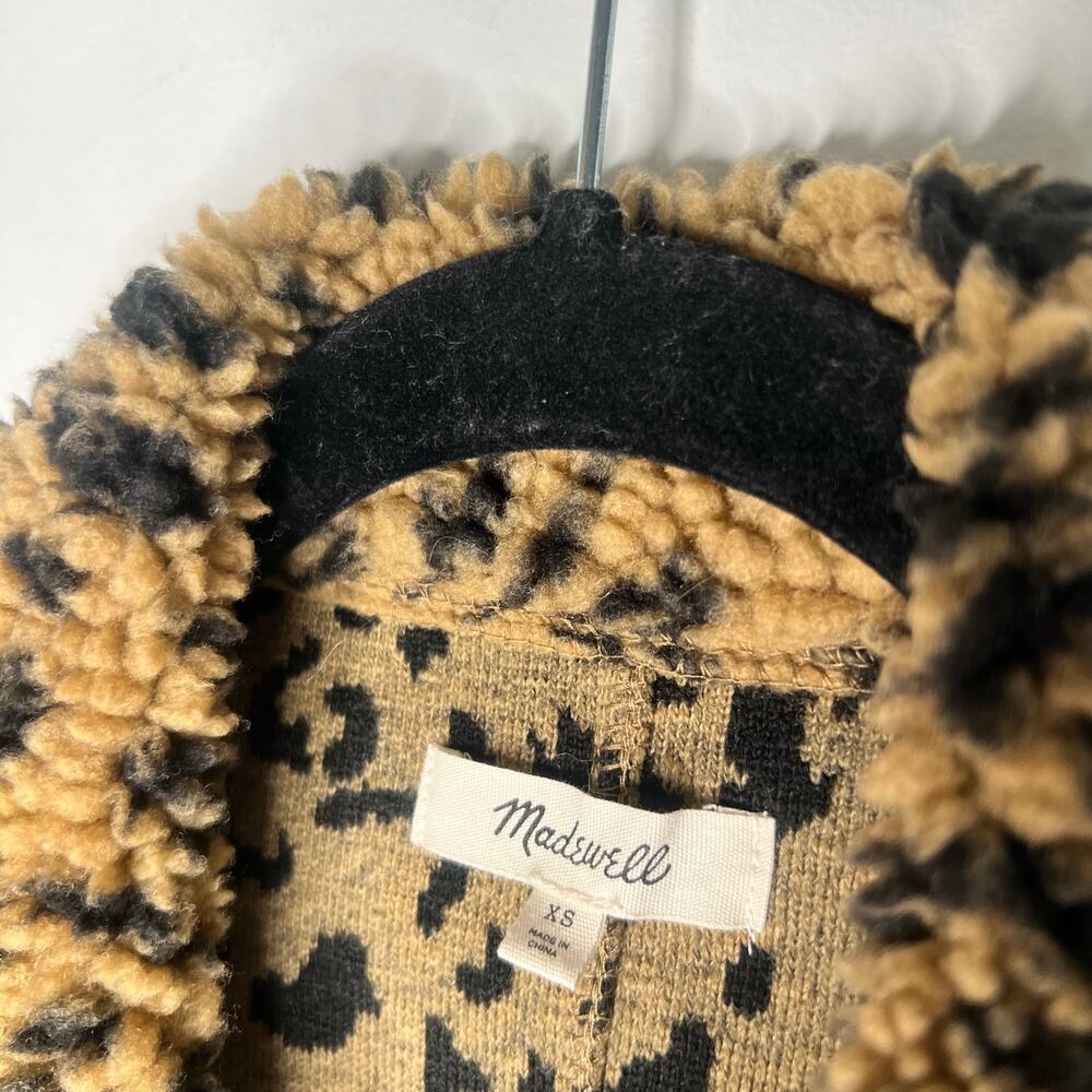 Madewell Leopard Sherpa Bomber Jacket Size XS - Picture 4 of 9